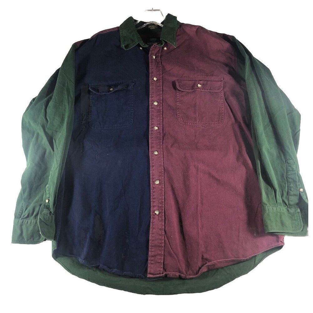 VTG Nordstrom Pure Stuff Mens Sz XL 100% Cotton Long Sleeve 90s Preppy Colorful